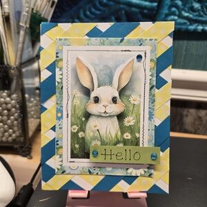 Charming Bunny Mixed Media Art Card